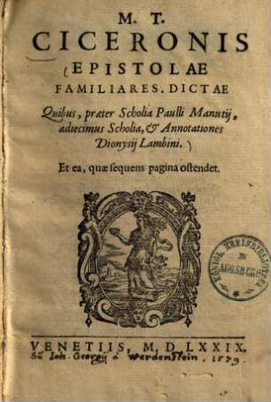 M. T. Ciceronis epistolae familiares dictae