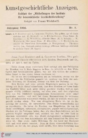 Kunstgeschichtliche Anzeigen. Nr. 3