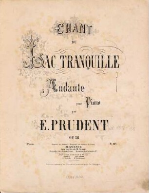 Chant du lac tranquille : andante ; pour piano ; op. 58