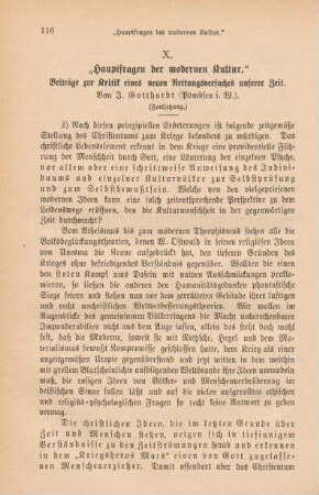 116-133 "Hauptfragen der modernen Kultur" : Beiträge zur Kritik eines neuen Rettungsversuches unserer Zeit (Fortsetzung)
