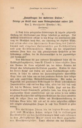 116-133 "Hauptfragen der modernen Kultur" : Beiträge zur Kritik eines neuen Rettungsversuches unserer Zeit (Fortsetzung)