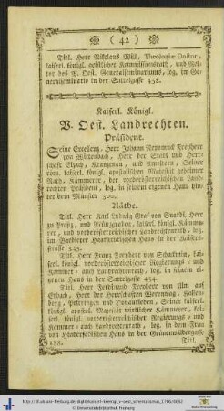 Kaiserl. Königl. V. Oest. Landrechten.