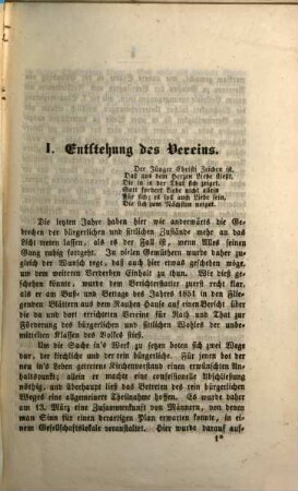 Bericht über den Hülfsverein und das Waisen- und Rettungshaus in Schweinfurt, 1. 1852