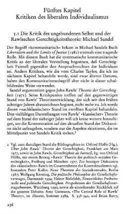 Fünftes Kapitel. Kritiken des liberalen Individualismus