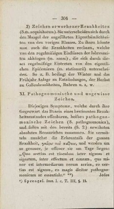 XI. Pathognomonische und ungewisse Zeichen.