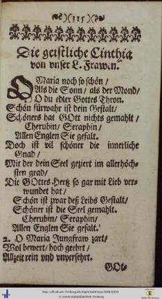 Die geistliche Cinthia von unser L. Frawen.