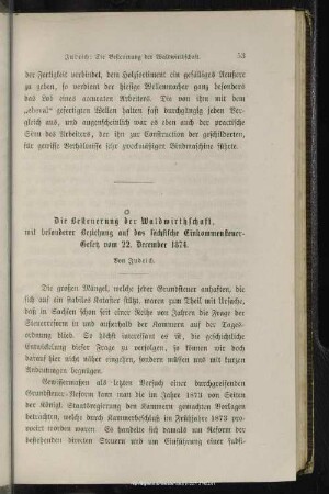 I.5. Die Besteuerung der Waldwirthschaft, mit besonderer Beziehung auf das sächsische Einkommensteuer-Gesetz vom 22. Decemver 1874