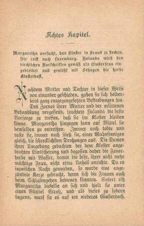 Achtes Kapitel. Margaretha versucht, das Kloster in Brand zu stecken. ...