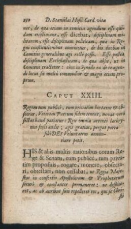 Caput XXIII. Regem tum publice, tum privatim hortatur & obsecrat, Veterem Patrum ...