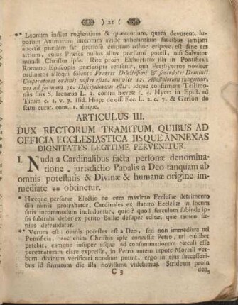 Articulus III. Dux Rectorum Tramitum, Quibus Ad Officia Ecclesiastica Iisque Annexas ;Dignitates Legitime Pervenitur.