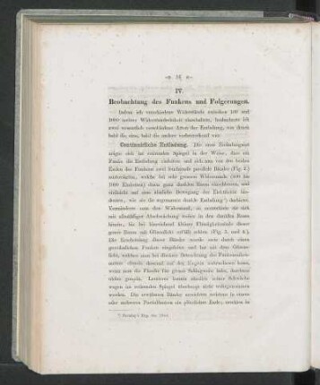 IV. Beobachtung des Funkens und Folgerungen.
