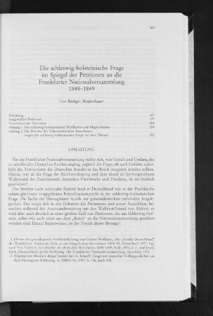 Die schleswig-holsteinische Frage im Spiegel der Petitionen an die Frankfurter Nationalversammlung 1848-1849