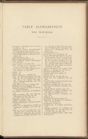 Table alphabétique des matières
