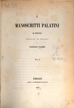 I manoscritti palatini di Firenze, 1