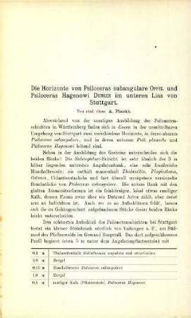 Die Horizonte von Psiloceras subangulare OPPEL und Psiloceras Hagenowi DUNKER im unteren Lias von Stuttgart