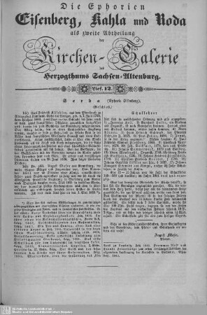 Serba (Beschluß), Nachtrag zu Königshofen, Buchheim, Parochie Drackendorf : 12. Lieferung