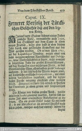 Caput IX. Fernerer Verfolg der Türckischen Geschichte biß auf den lezten Krieg