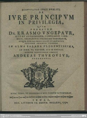Disputatio Iuris Publici, De Iure Principum In Privilegia