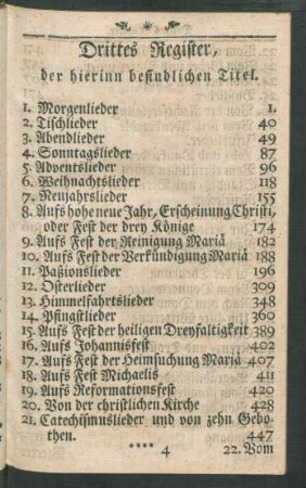 Drittes Register, der hierinn befindlichen Titel.