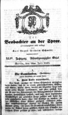 28. Stück, 14. Juli 1845