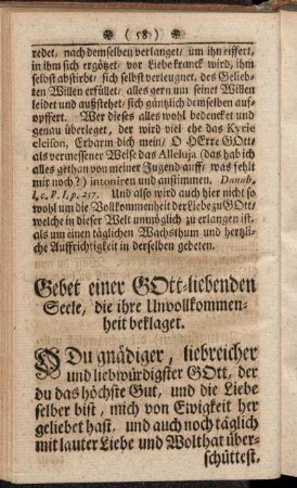 Gebet einer Gott-liebenden Seele, die ihre Unvollkommenheit beklaget.