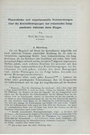 Theoretische und experimentelle Untersuchungen über die Kreiselbewegungen der rotierenden Langgeschosse während ihres Fluges.