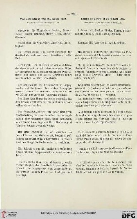 Vorstands-Sitzung vom 29. Januar 1902 / Séance du Comité du 29 janvier 1902