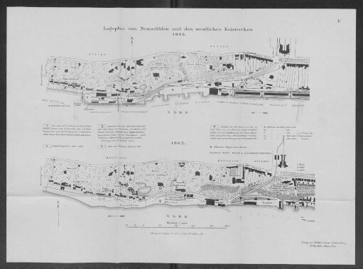 Lageplan von Neumühlen und den westlichen Kaistrecken 1889.
