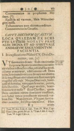 Caput Decimum Quartum Loca Quaedam Ex Scriptis Lutheri Notatu Praealiis Digna Et Ad Spirituale Animarum Emolumentum Facientia.