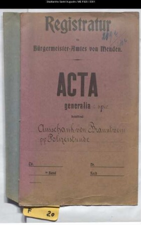 Ausschank von Branntwein etc., Sperrstunden, Kontrolle von Übernachtungen - generalia -