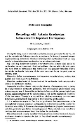 Recordings with Askania gravimeters before and after important earthquakes