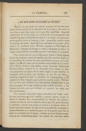 ¿En qué debe ocuparse la mujer?