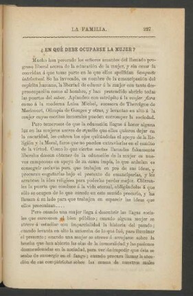 ¿En qué debe ocuparse la mujer?