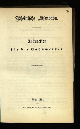 Instruction für die Bahnmeister