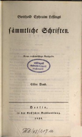 Gotthold Ephraim Lessings sämmtliche Schriften. 11