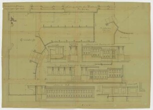 Thiersch, Friedrich von; München; Justizpalast - Schwurgerichtssaal (Grundriss, Ansichten)