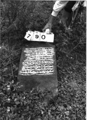 Grabstein 790 (Index: 100099491) Maße HxBxT: 90x41x10 cm Besonderheit: Kindergrab: Grabstein 790