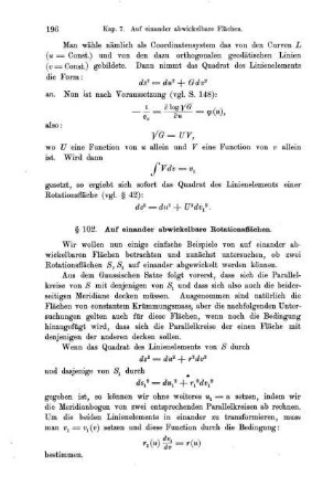 § 102. Auf einander abwickelbare Rotationsflächen.