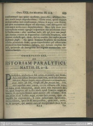 Observatio XXX. Ad Historiam Paralytici. Matth. IX, 2 -- 8.