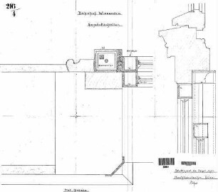 Winnenden: Empfangsgebäude Verwaltungsgebäude Detail Gepäckschalter (Schnitte)