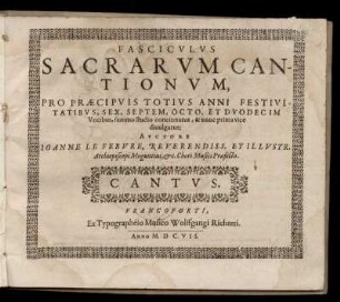 Fasciculus sacrarum cantionum... Cantus