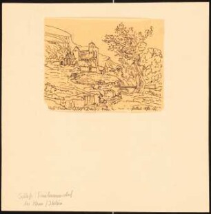Schloss Trauttmansdorff, Meran: Durchzeichnung: Perspektivische Ansicht, nach der Gartenlaube, 1872, S. 165