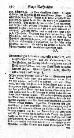 Onomatologia historiae naturalis completa. Dritter Band.