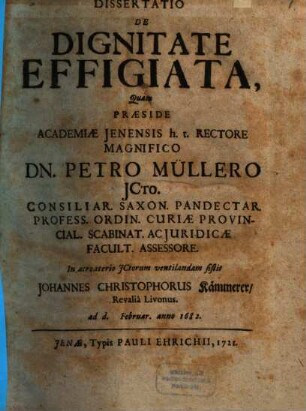 Dissertatio De Dignitate Effigiata