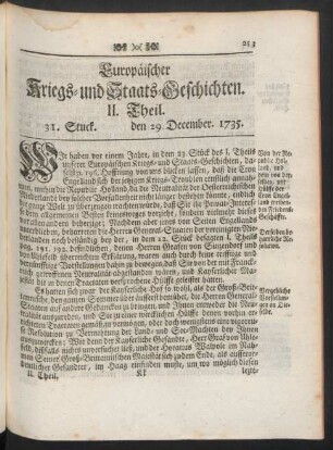 31. Stuck. den 29. December. 1735.