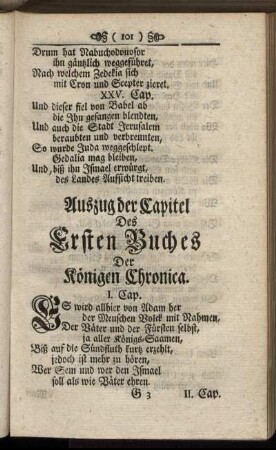 Außzug der Capitel Des Ersten Buches Der Königen Chronica