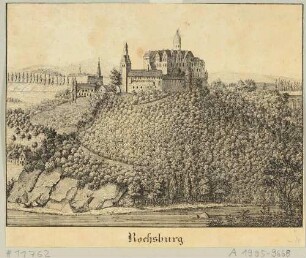 Das Schloss Rochsburg (Lunzenau-Rochsburg) über der Zwickauer Mulde, Blick von Südosten