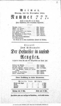 Der Hofmeister in tausend Aengsten