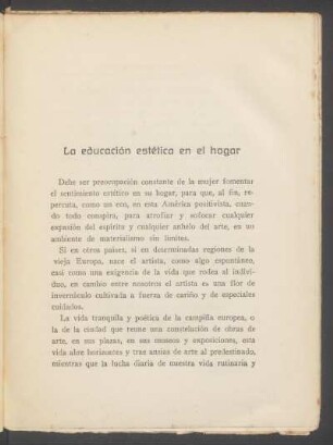 La educación estética en el hogar