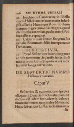 De Sestertio Nummo Historica narratio. Caput V.